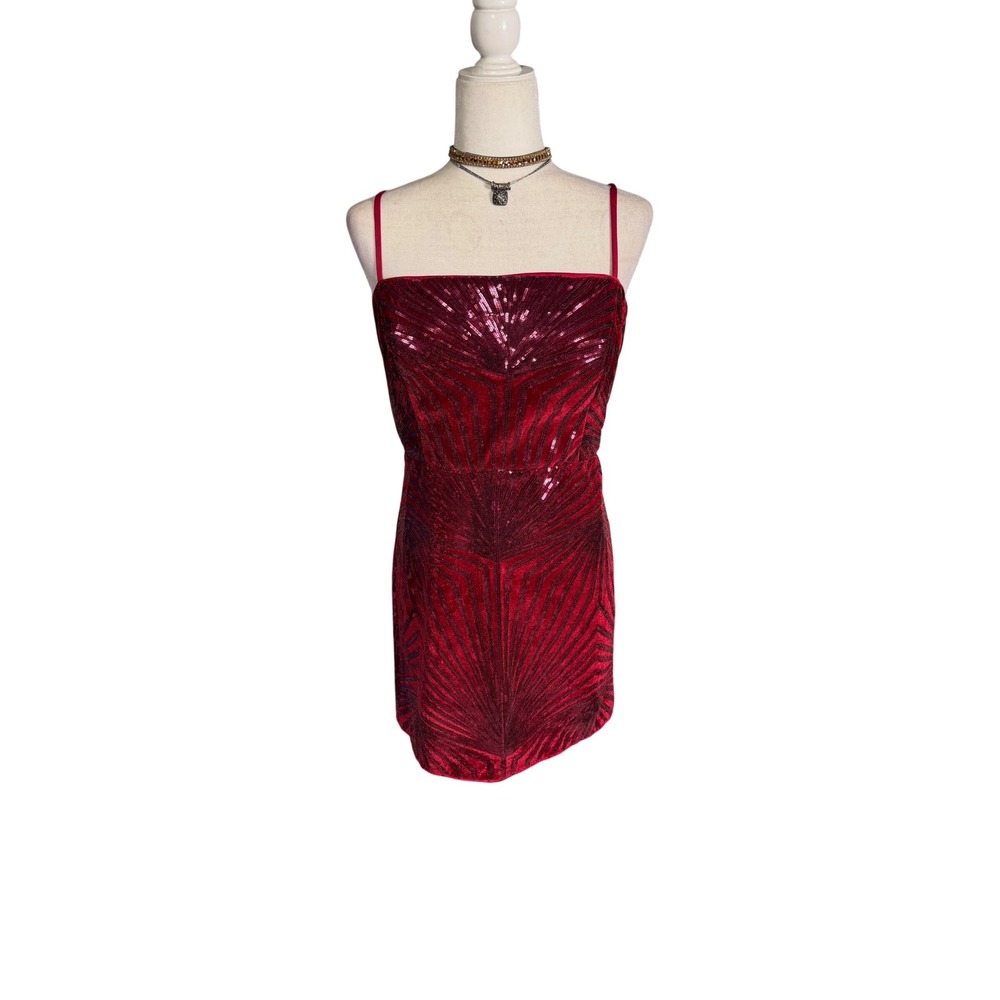 Lulus NWT Red‎ Sequin Mini Dress XL Holiday Cocktail Party Bodycon